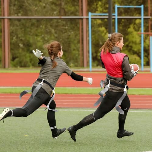 Junkin 6/8/10 Players Flag Football Sets Adjustable Football Belts and Flags for Youths Teens Kids Adults Players Sports Team - color: Grey