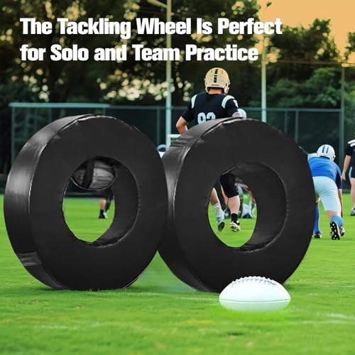 Wibeelee Football Tackle Wheel Tackling Dummies for Football High-Density Sponge and Waterproof PU Leather Tackling Ring with Straps for Youth Football Practice