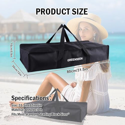31.5" Foldable Extra Large Sports Duffel Bag For Track Starting Blocks - Waterproof Oxford, Black - with Zippers & Handles - Portable Track Bag, Foldable Gym Bags, Carry Bag for track and field
