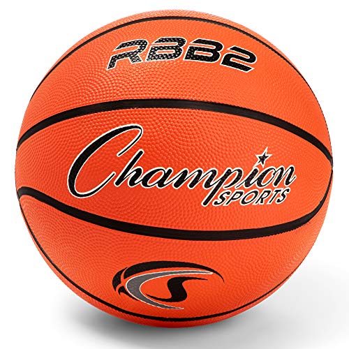 Champion Sports Rubber Basketballs – Durable Indoor & Outdoor Training & Recreational Game Balls, Multiple Sizes & Colors - color: Orange, style: Junior (Size 5 - 27.5")