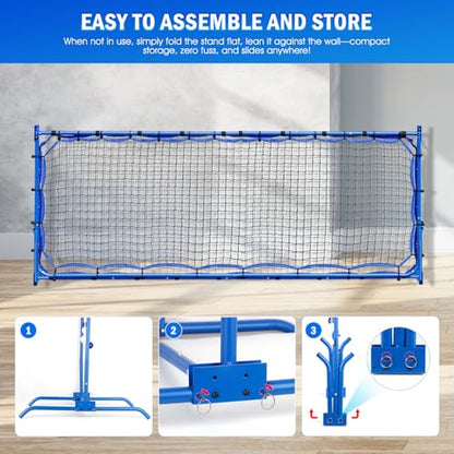Pickleball Practice Rebounder Net Adjustable Angle for Dinks Volleys Solo Team Training Equipment, Mini Pickle Ball Net Portable Trainer for Outdoor Driveway Backyard Indoor Garage, Easy Setup - size: 8x6FT