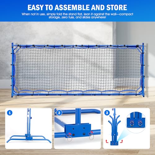 Pickleball Practice Rebounder Net Adjustable Angle for Dinks Volleys Solo Team Training Equipment, Mini Pickle Ball Net Portable Trainer for Outdoor Driveway Backyard Indoor Garage, Easy Setup - size: 8x6FT