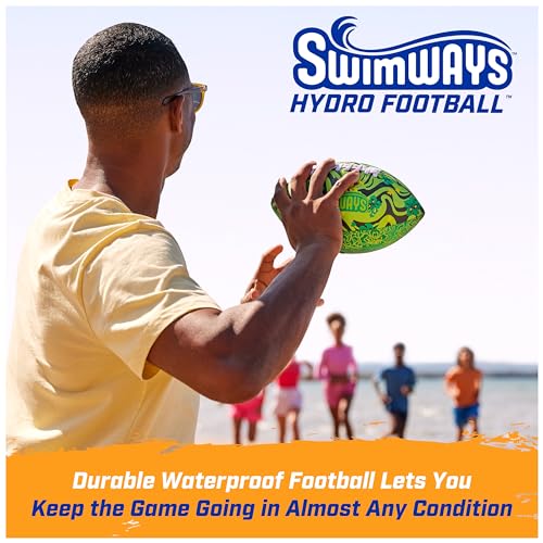 Swimways Hydro Waterproof Football, Outdoor Games for Adults and Kids, Swimming Pool Accessories and Pool Party Games,9.25 Inches, Green - color: Green (New Version)