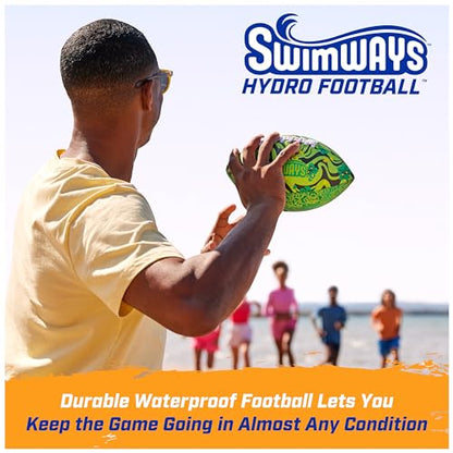 Swimways Hydro Waterproof Football, Outdoor Games for Adults and Kids, Swimming Pool Accessories and Pool Party Games,9.25 Inches, Green - color: Green (New Version)