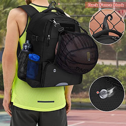 Basketball Bag Backpack, Soccer Bag Backpack with External Ball Net, Basketball Equipment Bag with Separate Shoe Space for Basketball, Soccer, Volleyball, Sport Training