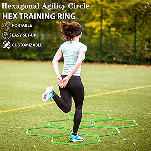 Hexagon Agility Ring Training Circle Ring Speed Agility Ladder Physical Training Ring Football Footwork Trainer Hurdles Agility Ladder Fitness Equipment Multicolor Training Ring 3Pcs - color: green