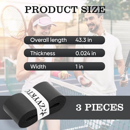 Tennis Racket Grip Tape, Ultra Thin Tacky Tennis Overgrip for Sweat Absorption & Control – Durable Anti-Slip Replacement Grip for Tennis, Badminton & Pickleball (3 Pack) - color: BLACK