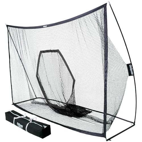 GoSports Golf Practice Hitting Net - Choose Between Huge 10 x 7 ft or 7 x 7 ft Nets - Personal Driving Range for Indoor or Outdoor Use - Designed by Golfers for Golfers - color: PRO 10'x7' Golf Net - Black