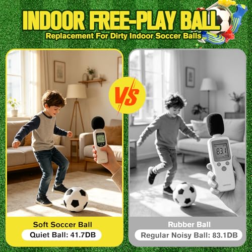 3 Pcs Silent Soccer Ball, Sizes 3/5 /7 Soft Foam Soccer Ball Indoor House Ball for Quiet Training 3Pcs Airless Football Multi-Use for Dribbling Practice, Gift for Soccer Fans