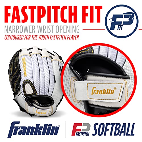 Franklin Sports Girls Softball Glove-Women's Windmill Fastpitch+Slowpitch Softball Glove-Right and Left Hand-Adult - color: White/Gold, size: 12"
