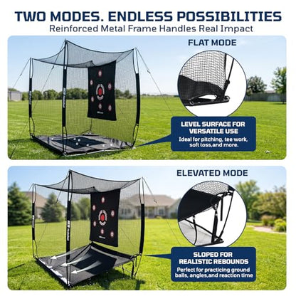 Haokelball Golf Hitting Net with 3-Sided Protection, 10x8x6ft Heavy Duty Golf Practice Cage with Reinforced Steel Frame, Target Cloth & Full Swing Backyard Driving Net for Indoor Outdoor Use