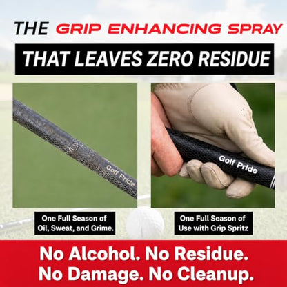 Grip Spritz - Golf Grip Cleaner & Restorer Spray 3-in-1 Clean, Rejuvenate, & Preserve Tackiness - Remove Oil & Dirt to Enhance Club Feel, Control, & Accuracy - Golf Bag Accessory — USGA Approved