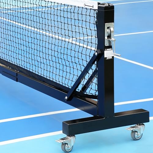 USAPA/IFP Portable Pickleball Net with Wheels-Heavy-Duty 75mm Aluminum Rust-Resistant Professional Net System for Commercial Court, Backyard, Driveway & Tournament Play