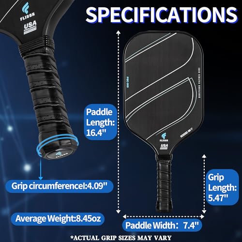 Pickleball Racquet T700 Raw Carbon Fiber Surface (CFS) Thermoformed Pickleball Paddles for high grit and Spin, USAPA approved16mm PP Honeycomb core with Pickleball Racket Cover (Thermoplastic Black)