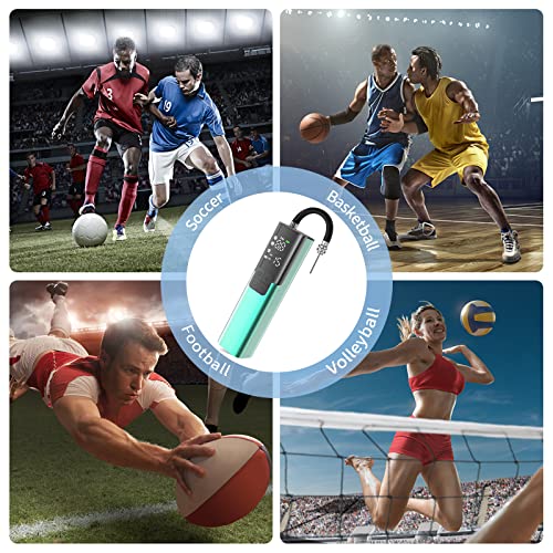 Pumteck MY01 Electric Ball Pump with Inflation & Deflation, Accurate Pressure Gauge and 4 Preset Modes, Automatic Ball Pump for Basketball, Soccer, Football and Volleyball (Max 15 PSI) - color: Green