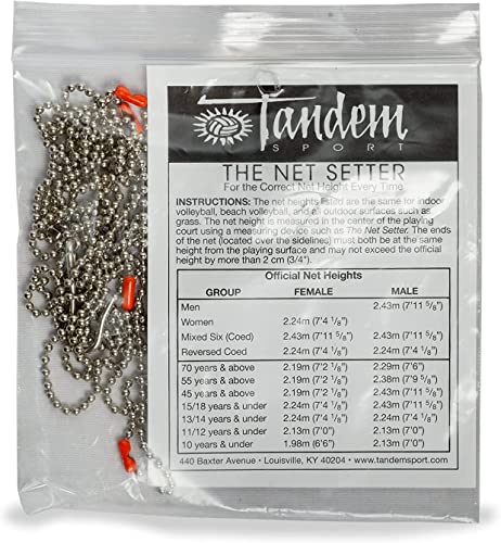 Tandem Sport Volleyball Net Setter - Volleyball Net Measure Chain - 4 Pre-Set Net Heights for Men's, Women's, Coed, and Junior Volleyball - Volleyball Referee Equipment - style: Without Pouch