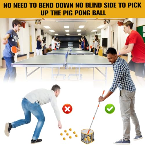 POPETPOP Pingpong Ball Picker Table Tennis Ball Picker Collector Pingpong Ball Retrieval Tool Telescoping Table Tennis Ball Pickup Net for and Storage