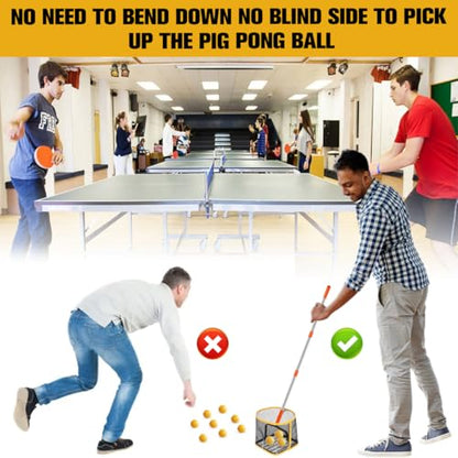 POPETPOP Pingpong Ball Picker Table Tennis Ball Picker Collector Pingpong Ball Retrieval Tool Telescoping Table Tennis Ball Pickup Net for and Storage