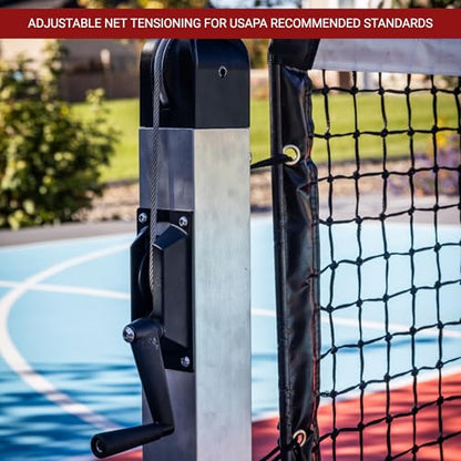 Dominator PRO MAX Portable Pickleball Net - Heavy Duty Portable Regulation Pickleball Net - USAPA Compliant Net - Indoor/Outdoor Aluminum Rust Proof Frame w/Adjustable Net Tension & Locking Wheels