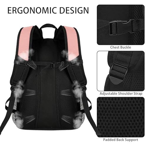 WOLT Basketball Backpack Large Sports Bag with Separate Ball Holder & Shoes Compartment, Best for Basketball, Soccer,Gym - color: Lightpink