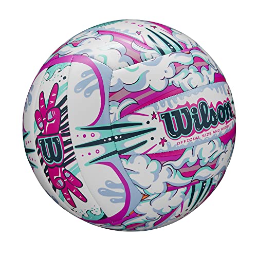 Wilson AVP Hawaii Outdoor Volleyball + Frisbee Kit - color: White/Purple, style: Graffiti