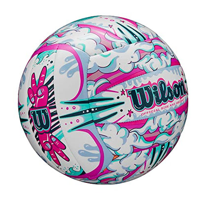 Wilson AVP Hawaii Outdoor Volleyball + Frisbee Kit - color: White/Purple, style: Graffiti