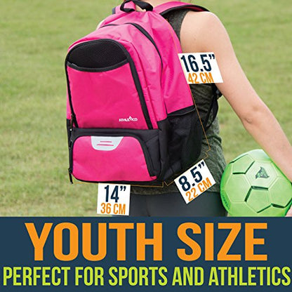 Athletico Youth Soccer Bag - Soccer Backpack & Bags for Basketball, Volleyball & Football | Includes Separate Cleat and Ball Compartment - color: Pink