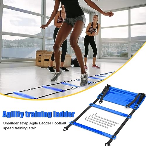 Football Training Equipment | Speed Agility Training Set, Including 1 Agility Ladder, 4 Steel Piles,12 Disc Cones,1 Resistance Umbrella .| for Athletes/Sports Including Football & Basketball - color: blue