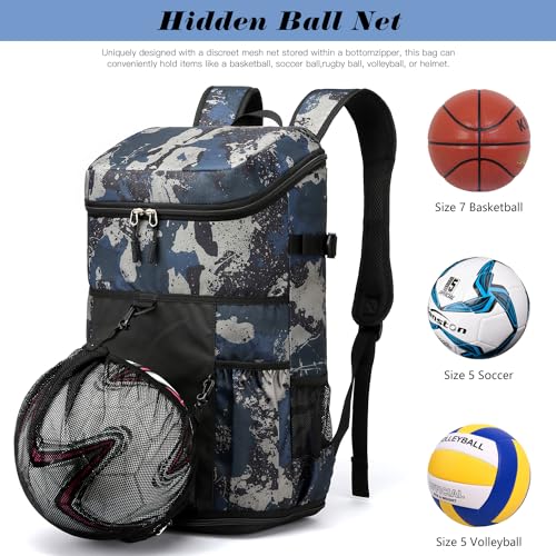 Baseball Backpack Equipment Bag for Adult with 2/4 Bat Holder & Fence Hook Lightweight Mens Softball Bag with Shoes Compartment Coaches Catchers Team Baseball Gear Bags Youth Boys - color: 1 Blue