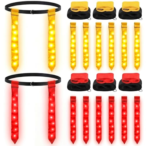 Libima LED Flag Football Belts Set Glow in The Dark Light up Adjustable Capture Flag Outdoor Beach Games Football Party - color: Yellow and Red