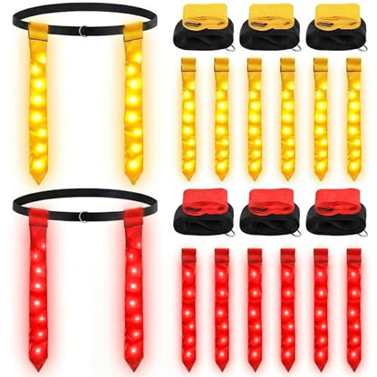 Libima LED Flag Football Belts Set Glow in The Dark Light up Adjustable Capture Flag Outdoor Beach Games Football Party - color: Yellow and Red