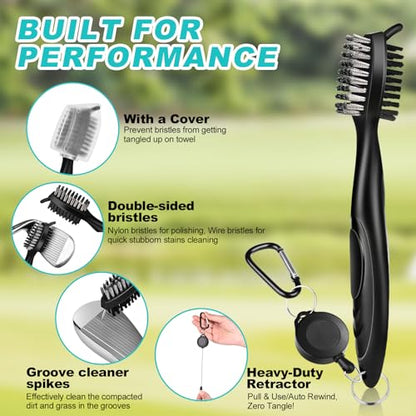 17 Pcs Golf Accessories Kit, Includes Cleaner Brush, Towel, Plastic Tees, Golf Ball Bag with Hook, Ball Marker Divot Tool, Score Counter, Essentials Kit for Women Man Gifts
