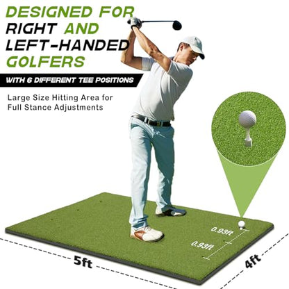 Bltend Golf Mat: 5x4ft & 5x5ft Heavy-Duty Golf Hitting Mats Practice Outdoor/Indoor, Elite Dense Artificial Turf Matt Training Aid for Backyard/Garage/Driving Range/Simulators
