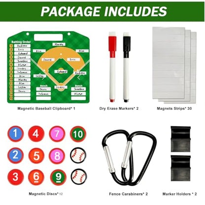 Magnetic Baseball Lineup Board | Baseball Dry Erase Coaching Broad | Softball Lineup Cards Marker Boards | Baseball Clipboard for Coaches | Baseball Lineup Board for Dugout