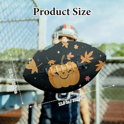 American Football, Official Size 11.9 x 7.3 Inch, Premium Composite Leather High-Grip Ball with Pro-Style Lacing, Unique Prints for Training, Games & Gifts - color: Pumpkins