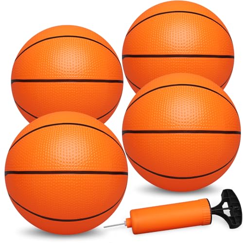 9.8’’ Mini Basketballs for Kids Adults, Rubber Toddler Balls for Outdoor Beach Pool, Replacement Indoor Baskeball for Over Door Hoop, Sensory Balls Toys for Boys Girls Teenagers 4 Pack - color: orange
