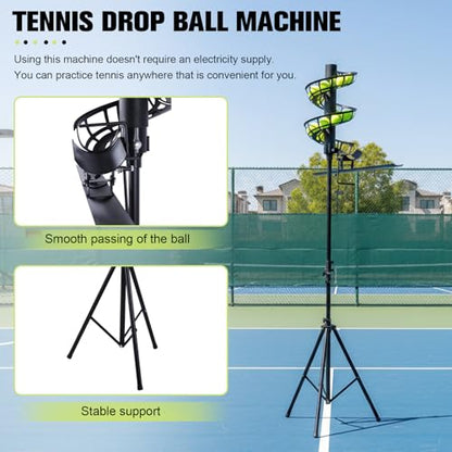 Tennis Ball Dropping Machine,Portable Tennis Ball Machine,Tennis Ball Feeder,Hold 33 Balls Throwing Height Adjustable for Beginners