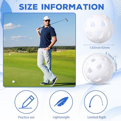 Junkin 50 Pack Practice Golf Balls Limited Flight Plastic Impact Golf Balls 1.65 Inch Hollow Soft Training Resistant EVA Foam Realistic Feel for Indoor Outdoor Swing Training