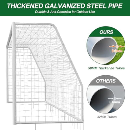NAIZEA Soccer Goals - 24x8/21x7/18x7/12x6/16x7/10x6/8x6/6x4FT Soccer Goals for Backyard Training- Portable Metal Soccer Net for Youth & Adults - Heavy Duty Steel for Indoor Outdoor Games & Practice - size: 21ft x 7ft, style: Trainer-White/Steel