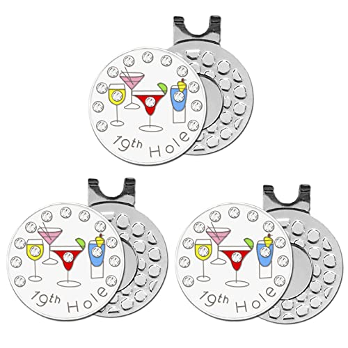 FINGER TEN Golf Ball Marker with Hat Clip or Marker Only, Metal Golf Ball Markers Assorted Designs for Putting Green, Portable Golf Accessories for Men Women - color: 3 Wine