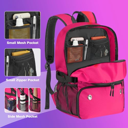 Basketball Bag Backpack with Ball & Shoes Compartment for Soccer Ball Volleyball Football, Large Sports Bag Backpack - color: Pink