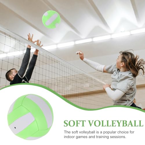 COHEALI Official Size 5 Soft Volleyball Training Practice Ball Indoor Student Recreation Sports Ball Macaron Green White