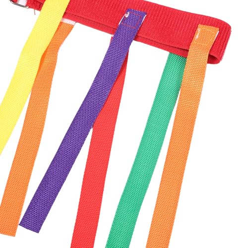 5pcs Catch Tail Game Belt Set: Youth Flag Football Belt for Training - Tear-Resistant & Hook and Loop 5 Tails - Catching Straps for Field Day, Soccer Training
