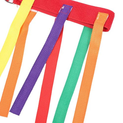 5pcs Catch Tail Game Belt Set: Youth Flag Football Belt for Training - Tear-Resistant & Hook and Loop 5 Tails - Catching Straps for Field Day, Soccer Training