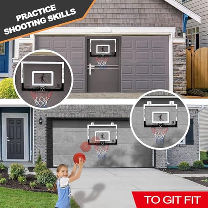 Large Basketball Hoop Indoor for Kids & Adults - 23x16 Inch Board with Over Door/Wall Mount | Includes 3 Balls & 2 Nets | All-Ages for Christmas Birthday