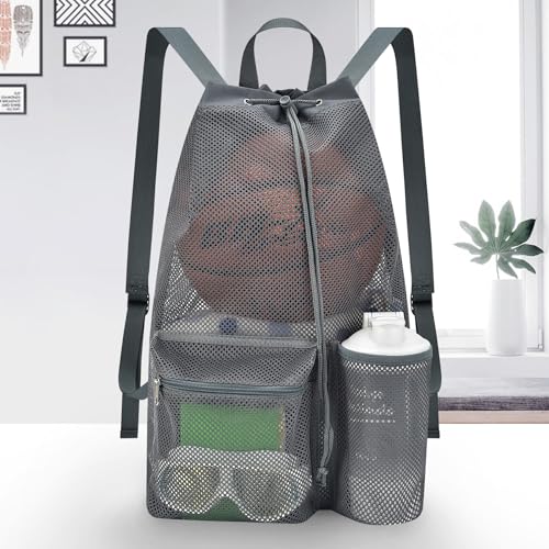 Large Drawstring Backpack for Men Women Athletic Gym Sports Workout Beach Swimming Commuting Travel - color: Grey, style: L: 21"x12.5"x5.5"