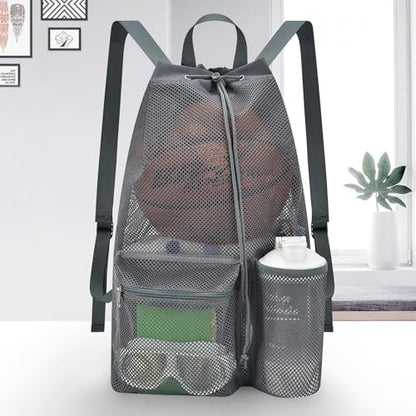 Large Drawstring Backpack for Men Women Athletic Gym Sports Workout Beach Swimming Commuting Travel - color: Grey, style: L: 21"x12.5"x5.5"