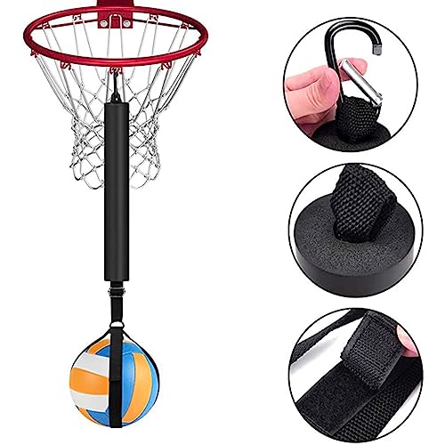 Volleyball Spike Trainer – Removable Solo Spike Practice Kit with Adjustable Handle and Metal Hook, Hitting Trainer for Beginners to Learn Serving and Spiking Skills, Home Backyard Training
