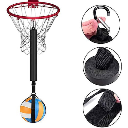 Volleyball Spike Trainer – Removable Solo Spike Practice Kit with Adjustable Handle and Metal Hook, Hitting Trainer for Beginners to Learn Serving and Spiking Skills, Home Backyard Training