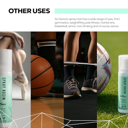 So Danca Sport Spray Rosin 3.3 oz | Instant Grip Enhancer for Shoes, Hands, and Equipment – Boost Traction for Basketball, Weightlifting, Gymnastics, Tennis & More – Fast-Drying, No-Residue Formula